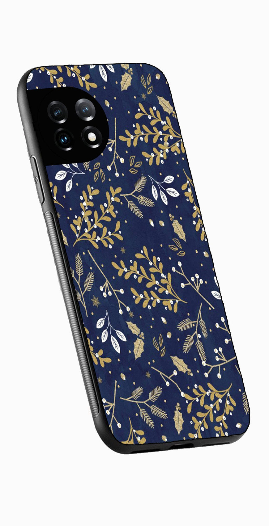 Floral Pattern  Metal Mobile Case for OnePlus 12R 5G Metal Case  (Design No -52)