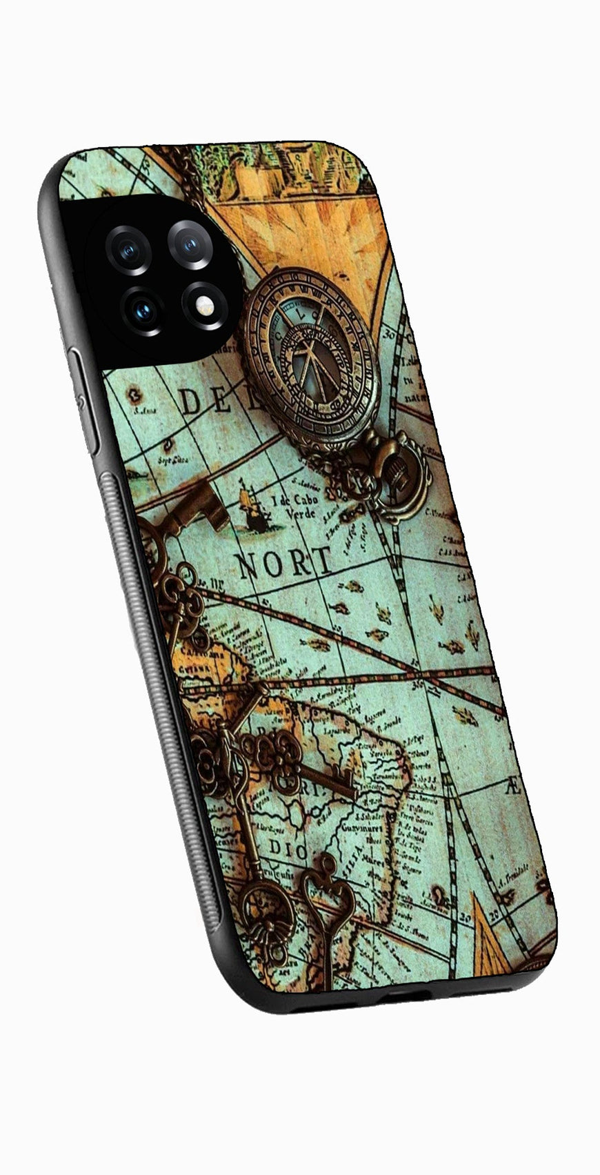 Map Design Metal Mobile Case for OnePlus 12 5G Metal Case  (Design No -54)