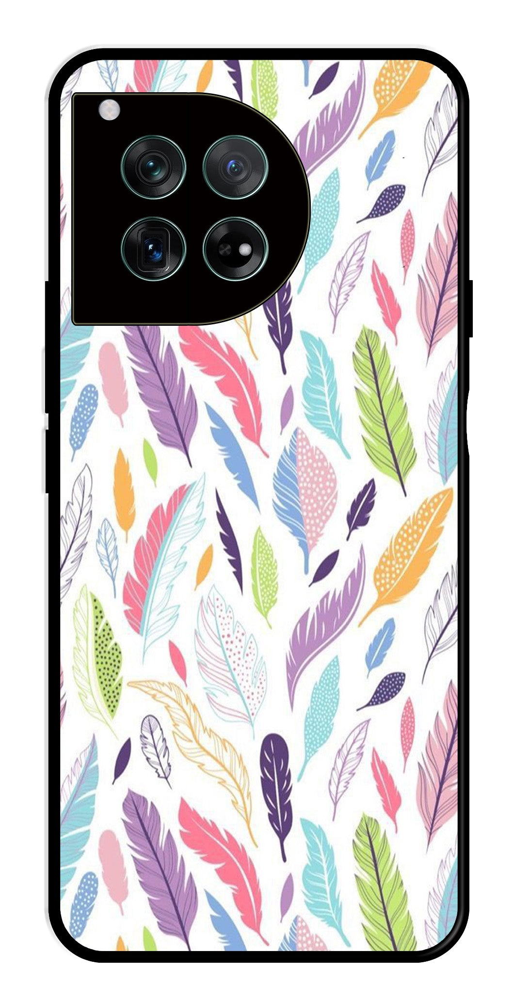 Colorful Feathers Metal Mobile Case for OnePlus 12 5G Metal Case