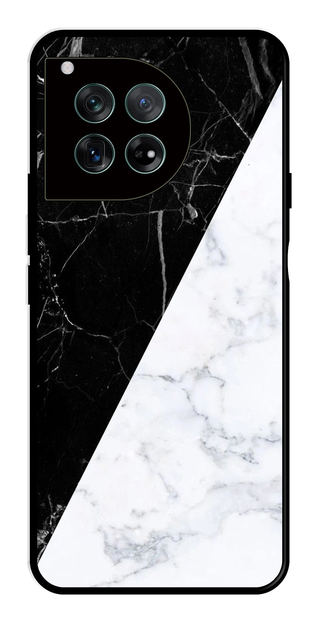 Black White Marble Design Metal Mobile Case for OnePlus 12 5G Metal Case