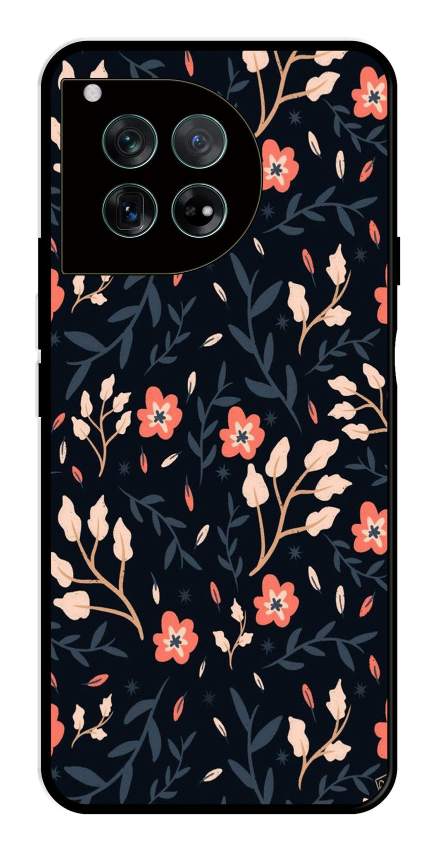 Floral Pattern Metal Mobile Case for OnePlus 12 5G Metal Case