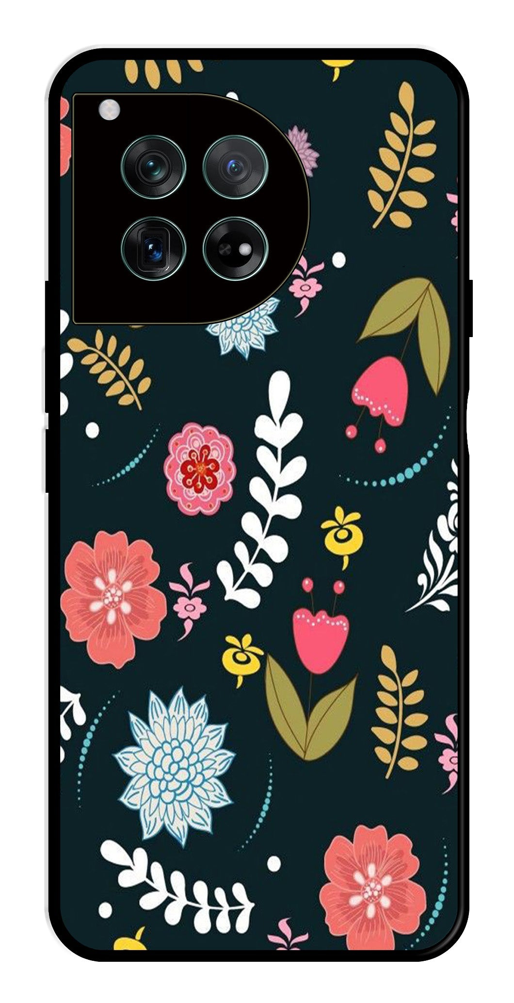 Floral Pattern2 Metal Mobile Case for OnePlus 12 5G Metal Case