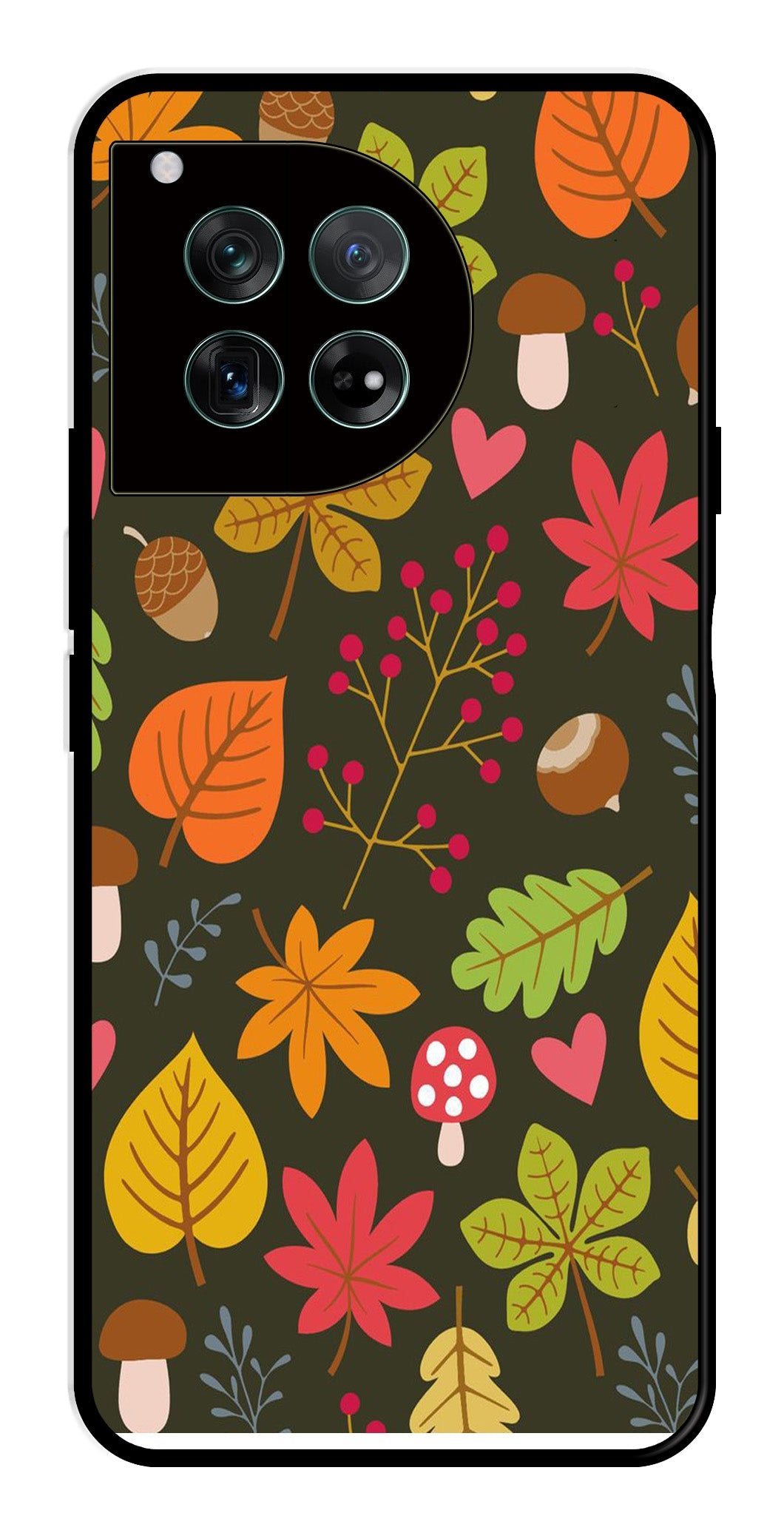 Leaves Design Metal Mobile Case for OnePlus 12 5G Metal Case