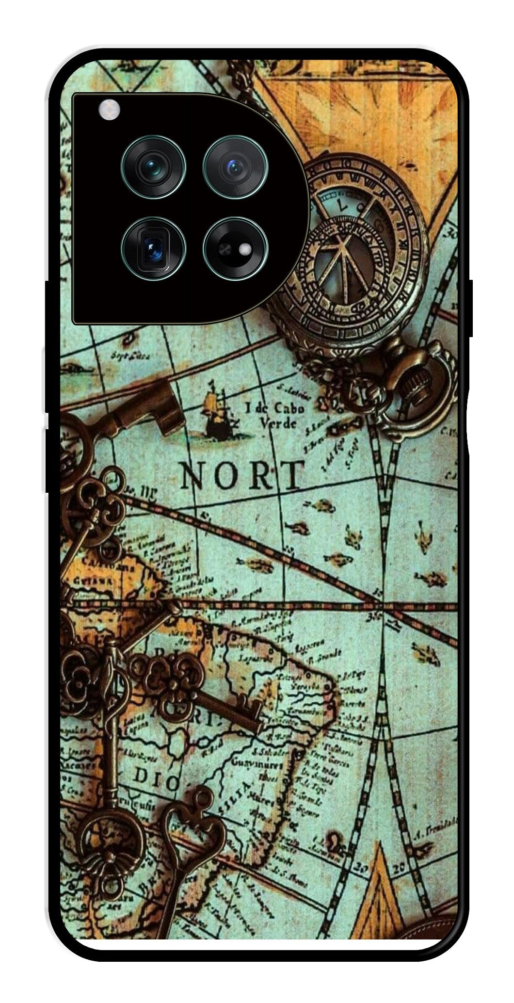 Map Design Metal Mobile Case for OnePlus 12 5G Metal Case