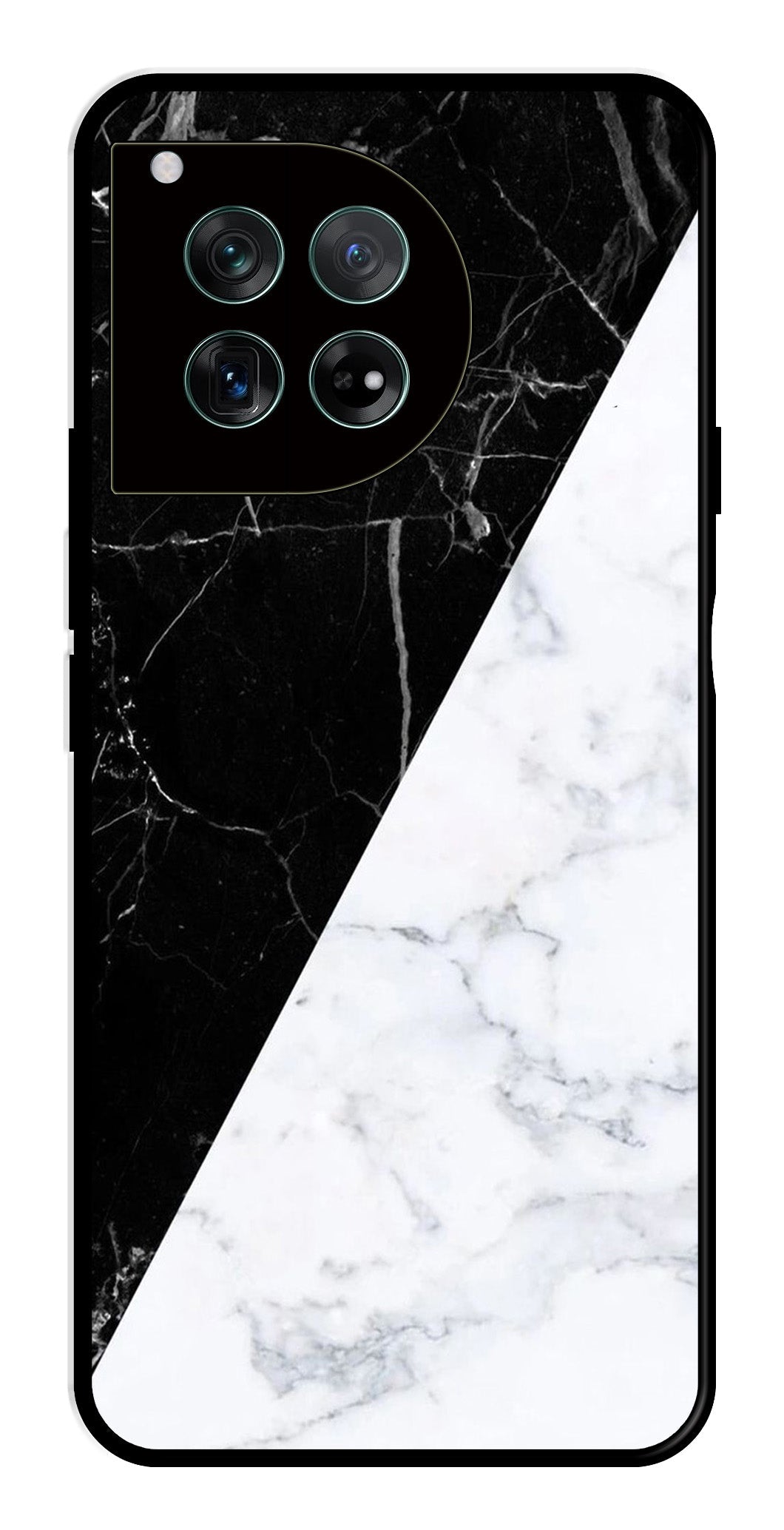 Black White Marble Design Metal Mobile Case for OnePlus 12R 5G Metal Case