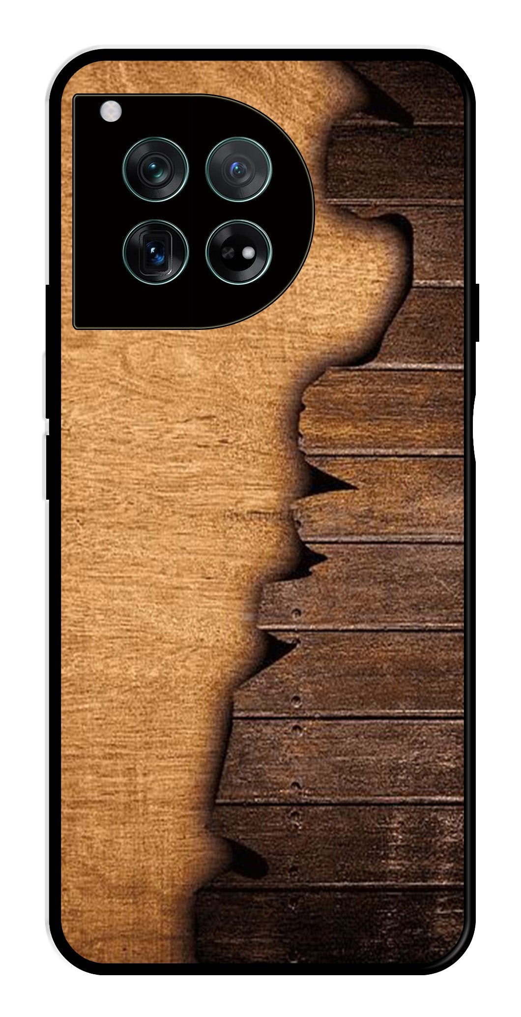 Wooden Design Metal Mobile Case for OnePlus 12R 5G Metal Case