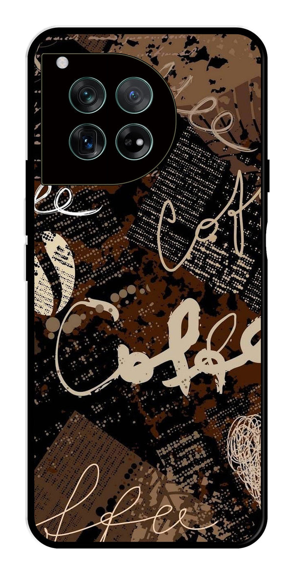 Coffee Pattern Metal Mobile Case for OnePlus Ace 3 Metal Case