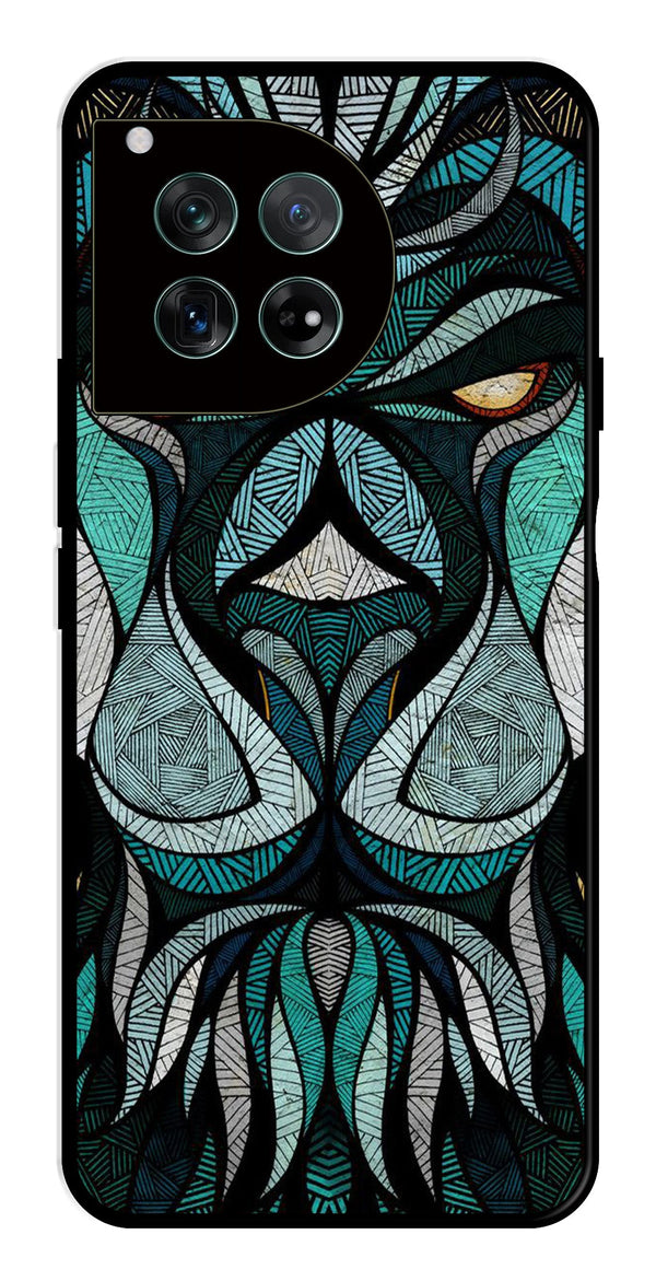 Lion Pattern Metal Mobile Case for OnePlus 12R 5G Metal Case