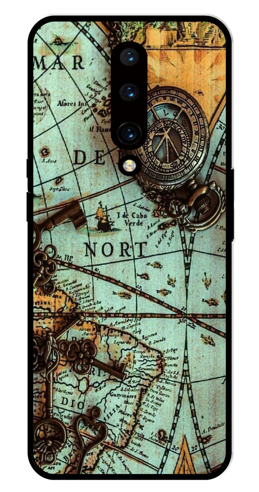 Map Design Metal Mobile Case for OnePlus 7 Pro