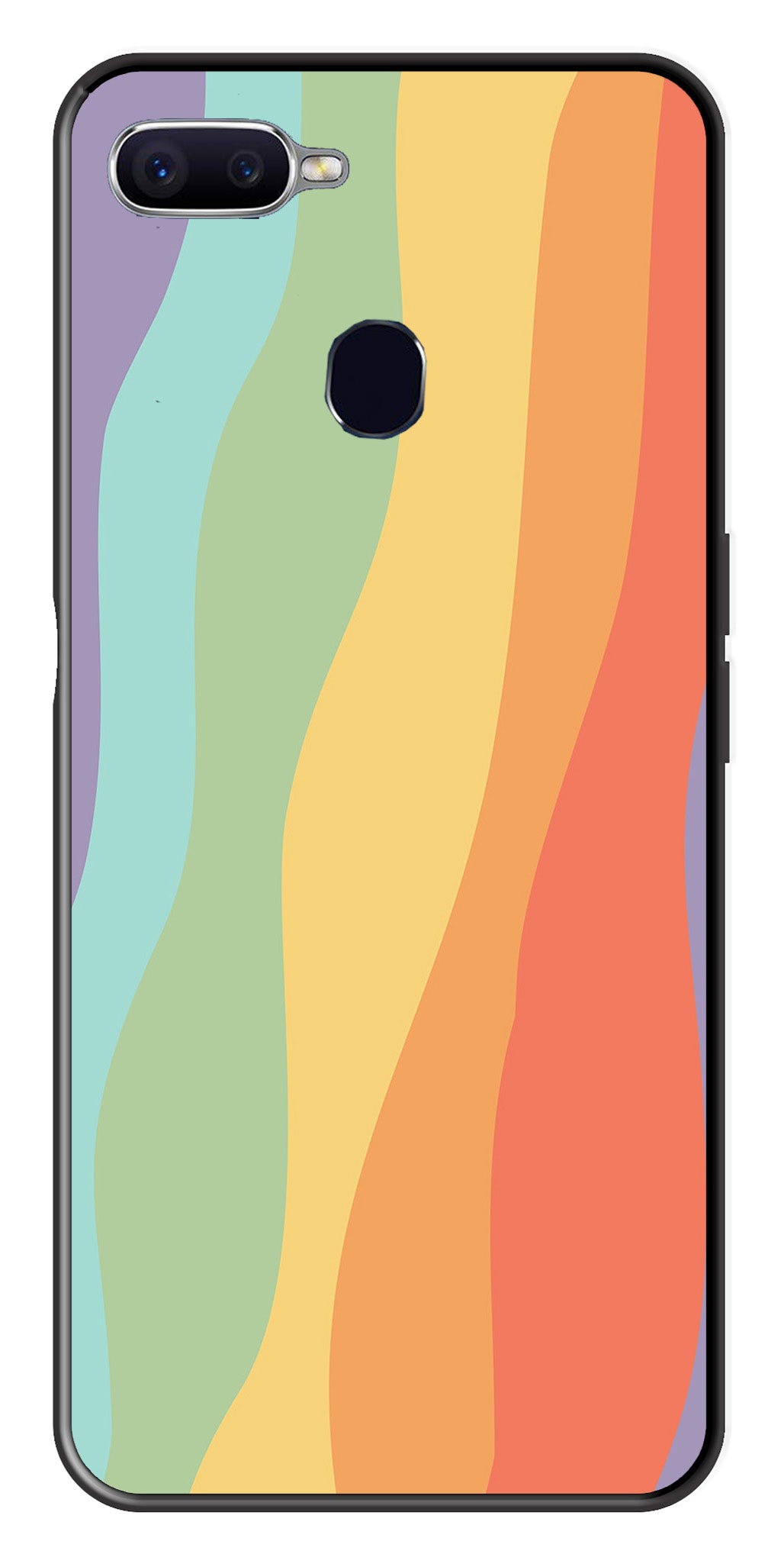 Muted Rainbow Metal Mobile Case for Oppo A5s   (Design No -02)