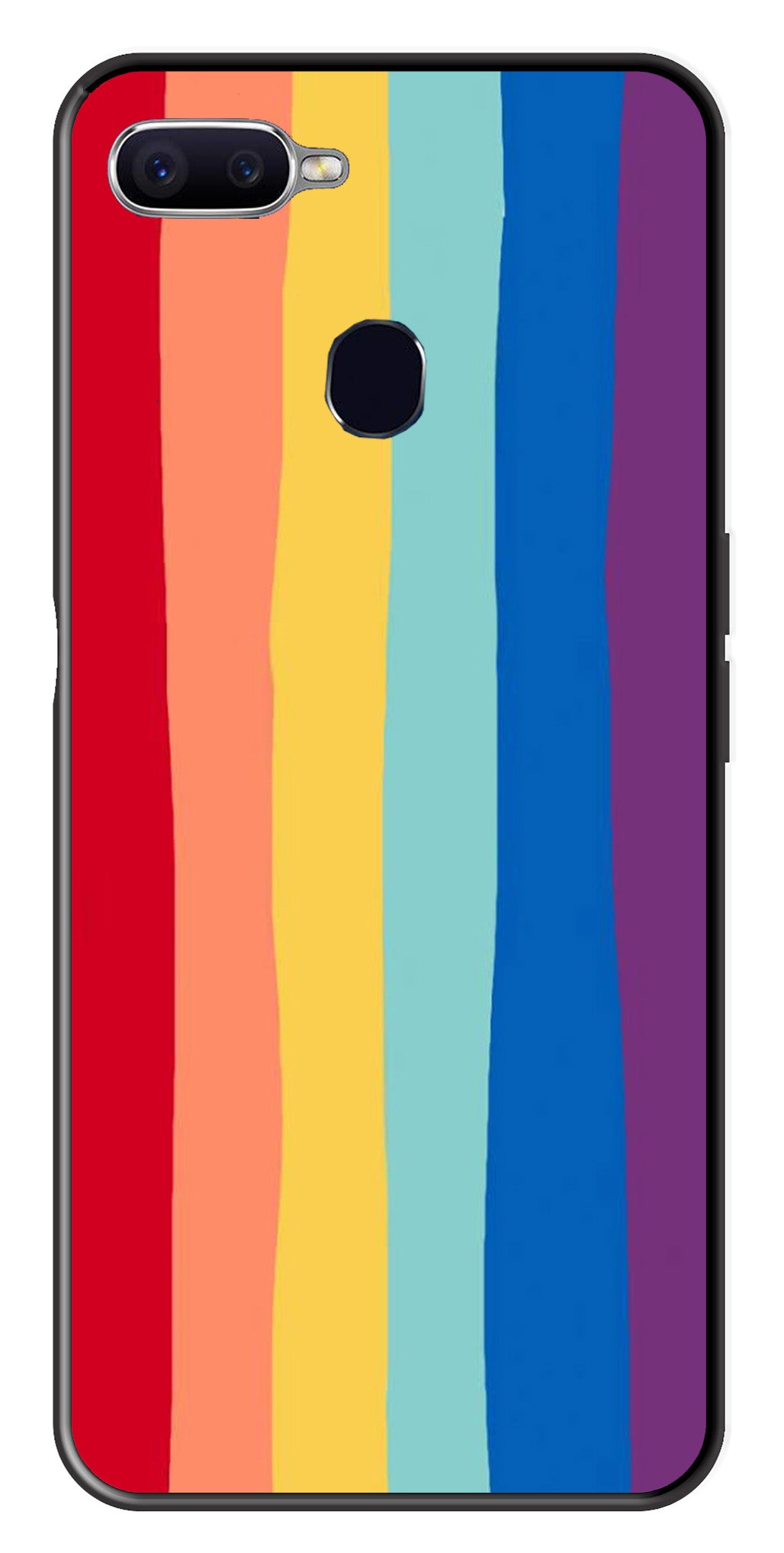 Rainbow MultiColor Metal Mobile Case for Oppo A5s   (Design No -03)