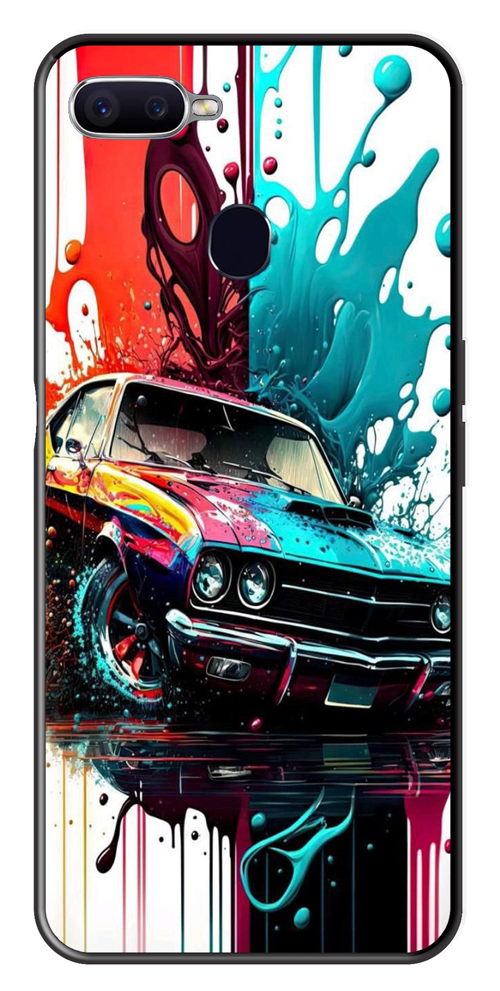 Vintage Car Metal Mobile Case for Oppo A5s   (Design No -29)