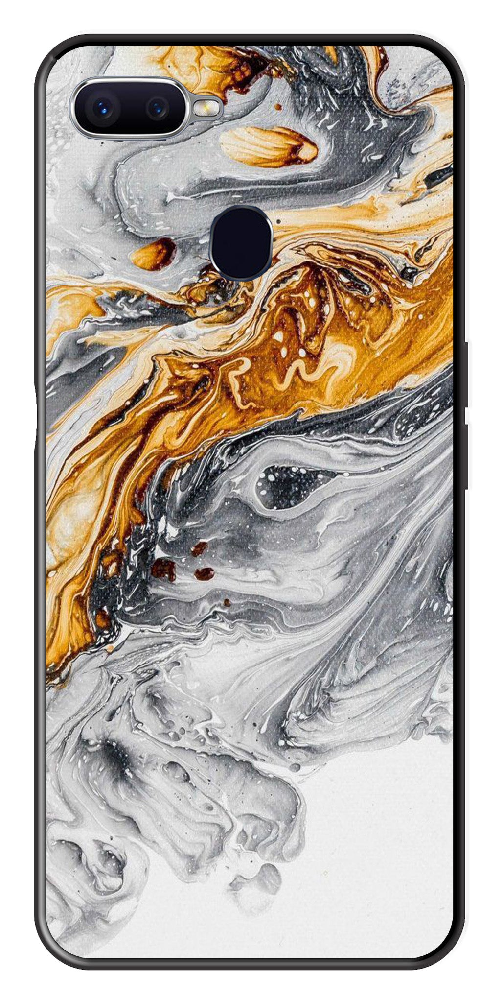 Marble Pattern Metal Mobile Case for Oppo A5s   (Design No -36)