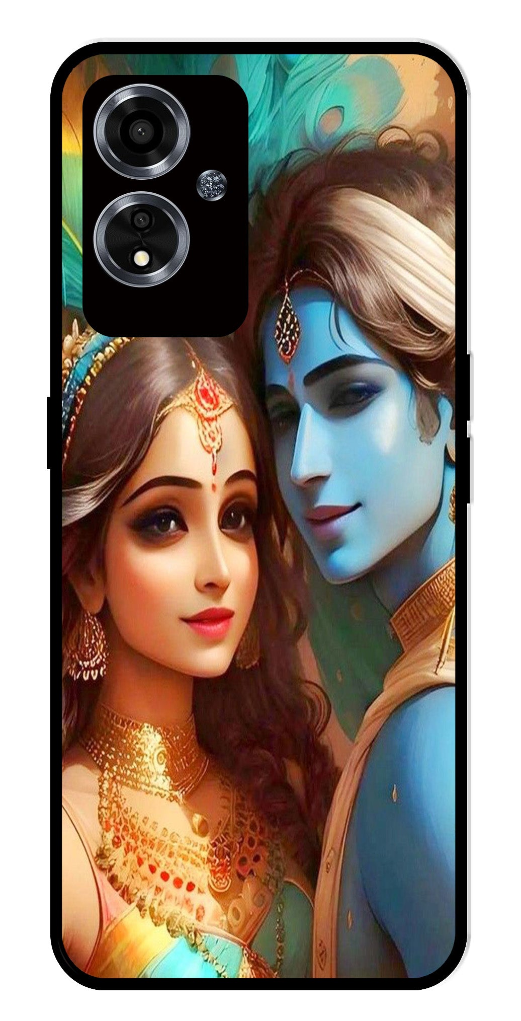 Lord Radha Krishna Metal Mobile Case for Oppo A59 5G   (Design No -01)