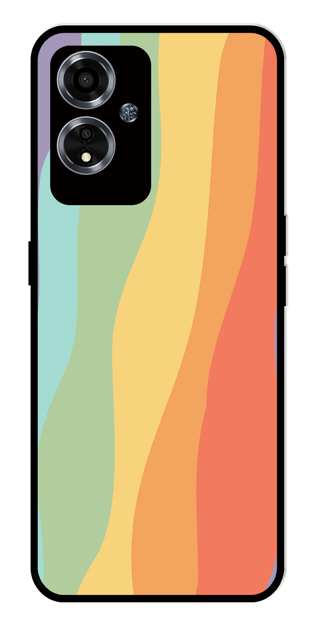 Muted Rainbow Metal Mobile Case for Oppo A2m 5G   (Design No -02)