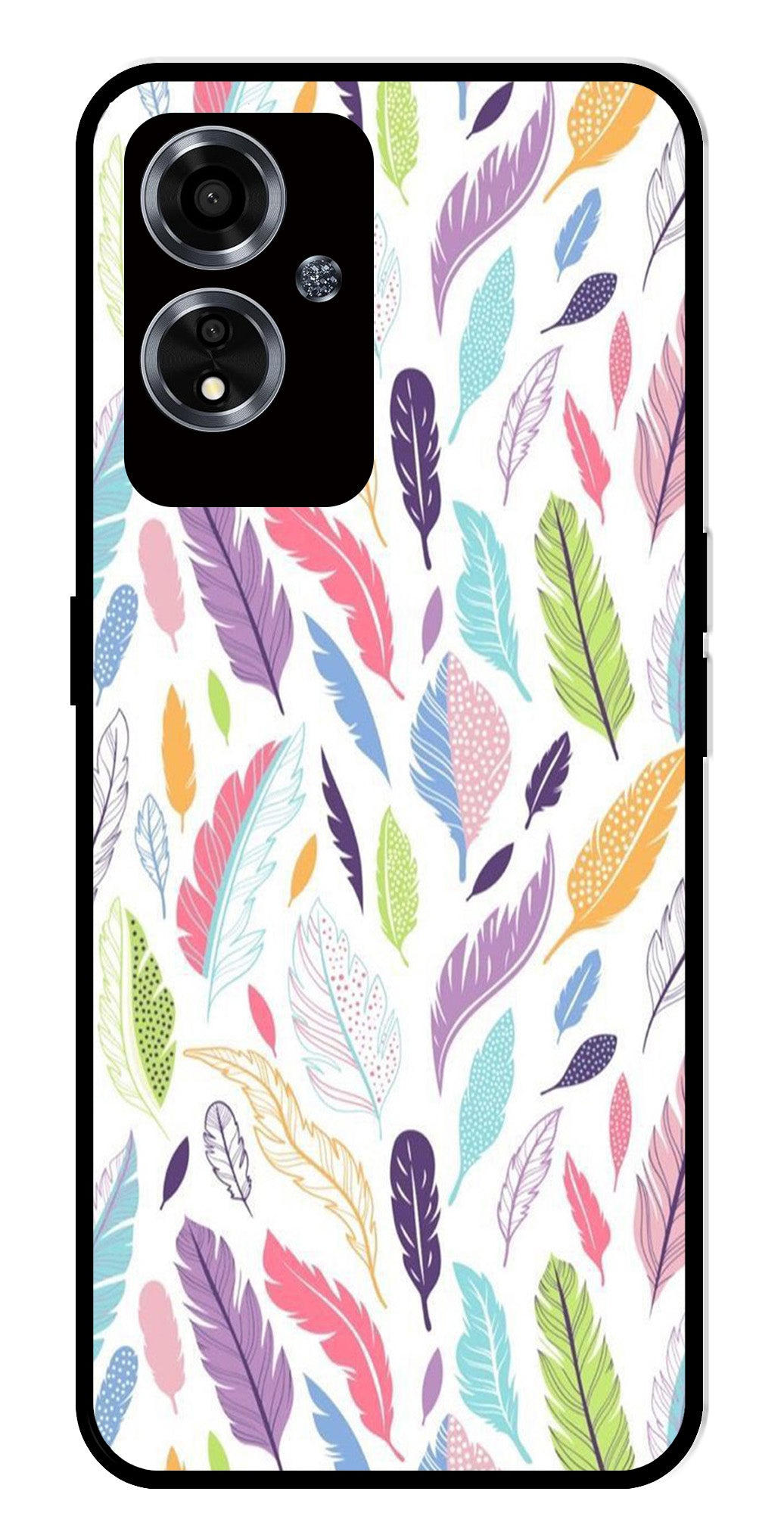 Colorful Feathers Metal Mobile Case for Oppo A59 5G   (Design No -06)