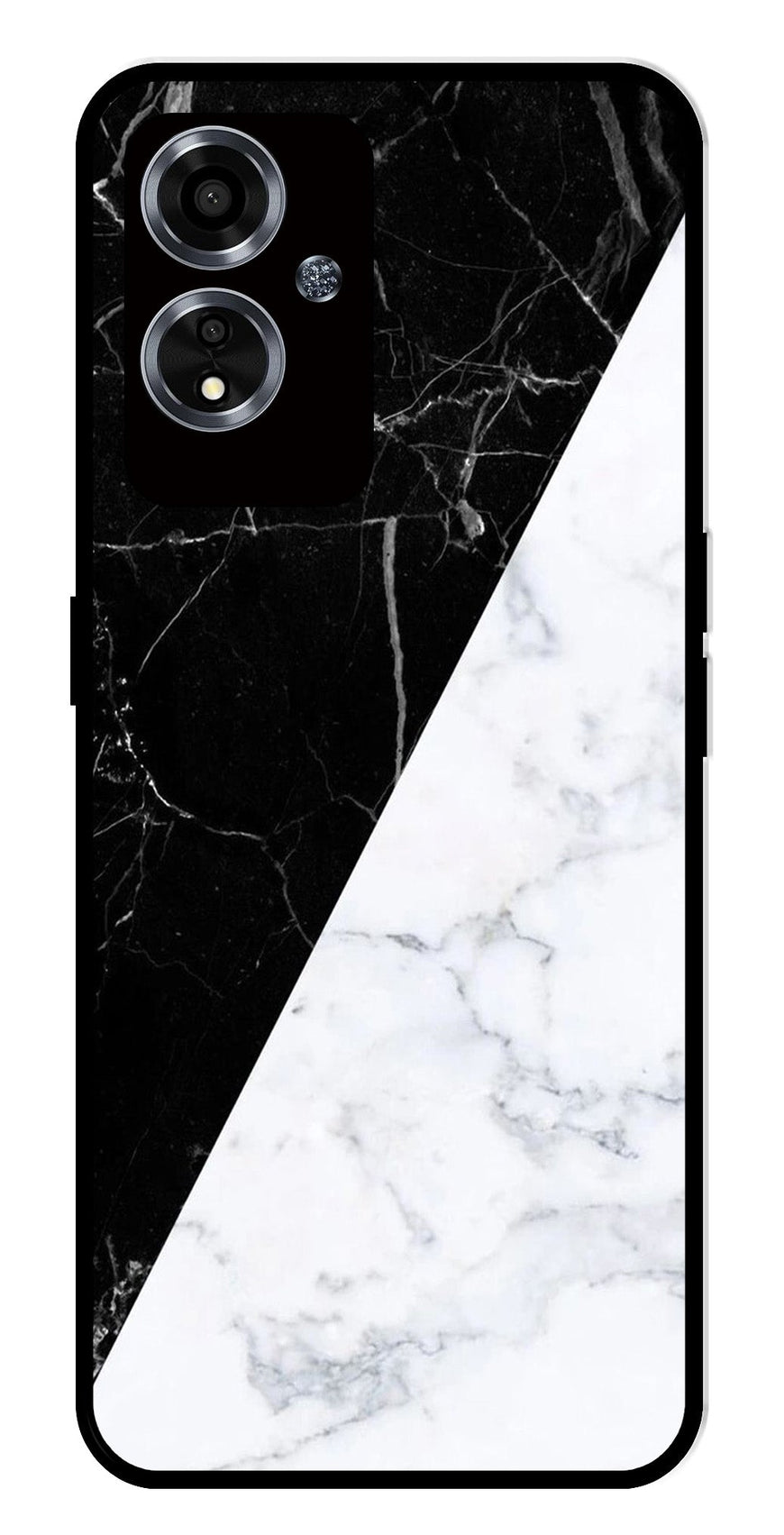 Black White Marble Design Metal Mobile Case for Oppo A59 5G   (Design No -09)