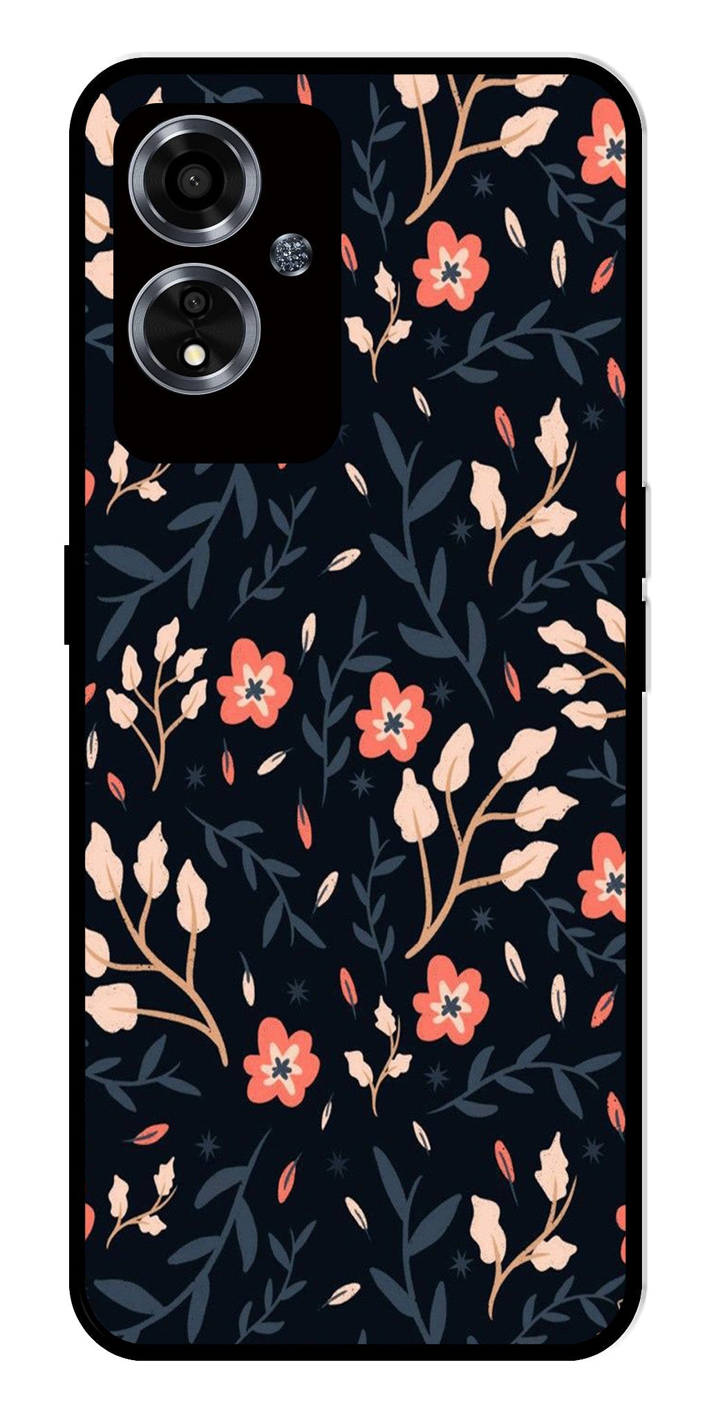 Floral Pattern Metal Mobile Case for Oppo A59 5G   (Design No -10)