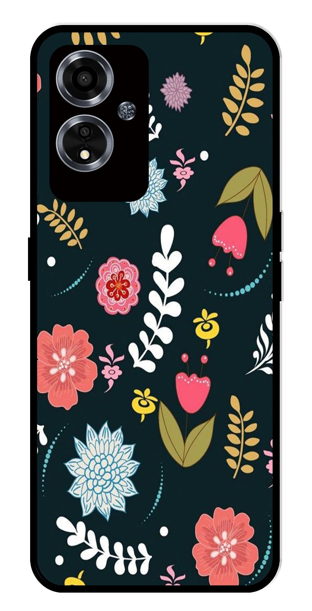 Floral Pattern2 Metal Mobile Case for Oppo A59 5G   (Design No -12)