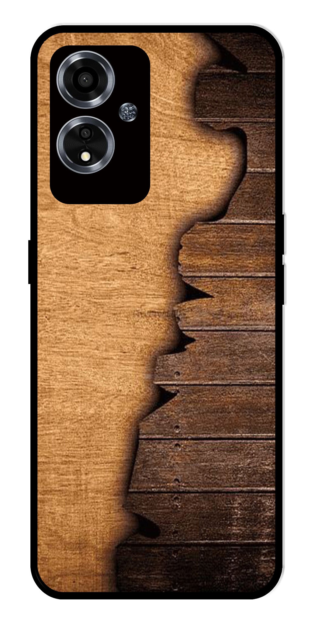 Wooden Design Metal Mobile Case for Oppo A2m 5G   (Design No -13)