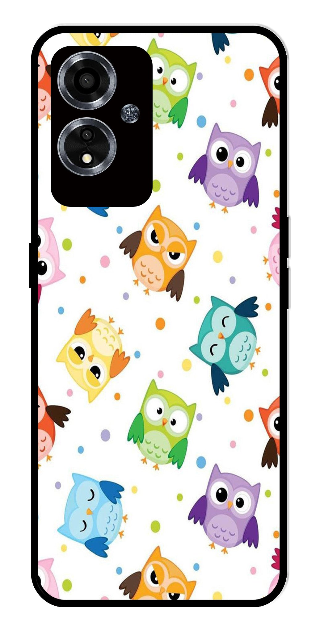 Owls Pattern Metal Mobile Case for Oppo A59 5G   (Design No -20)