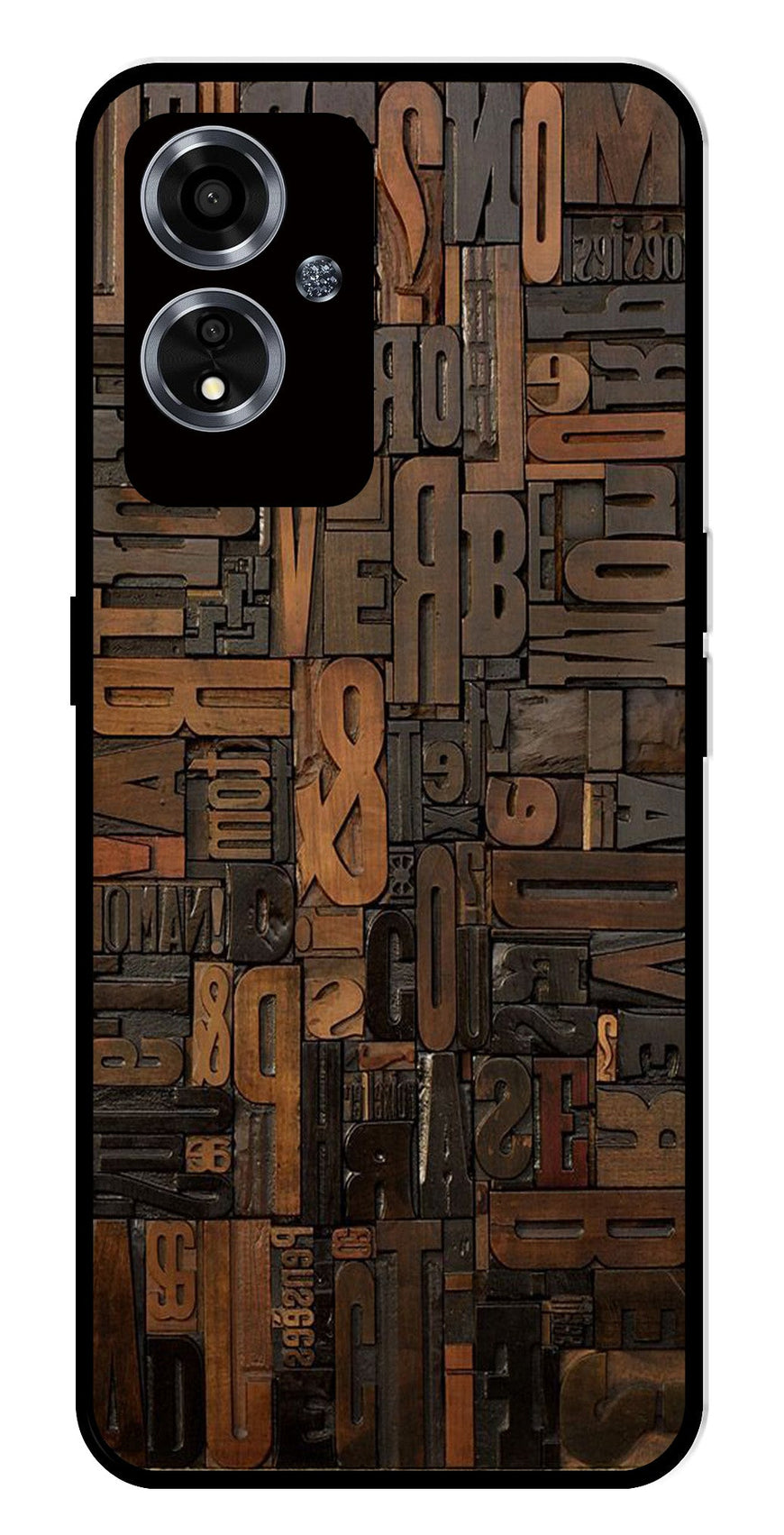 Alphabets Metal Mobile Case for Oppo A59 5G   (Design No -32)