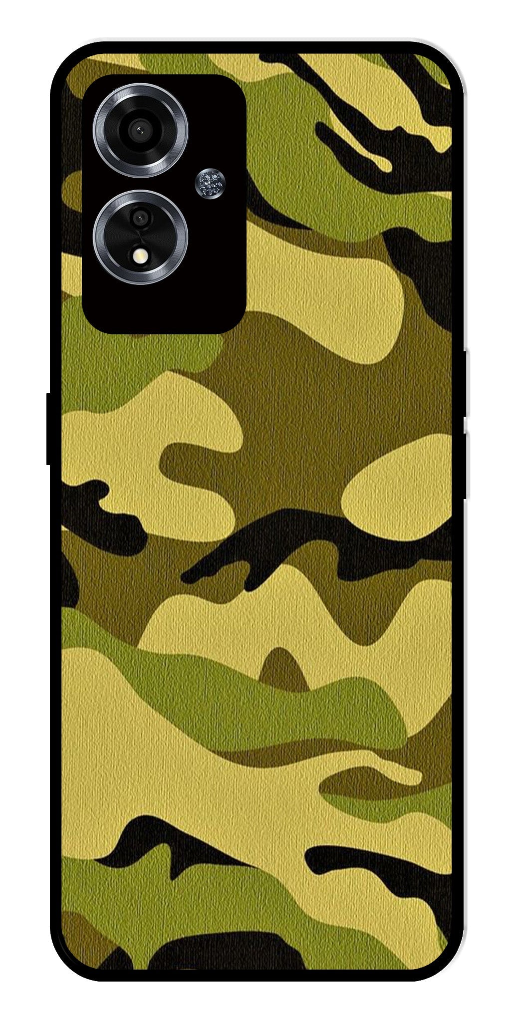 Army Pattern Metal Mobile Case for Oppo A59 5G   (Design No -35)