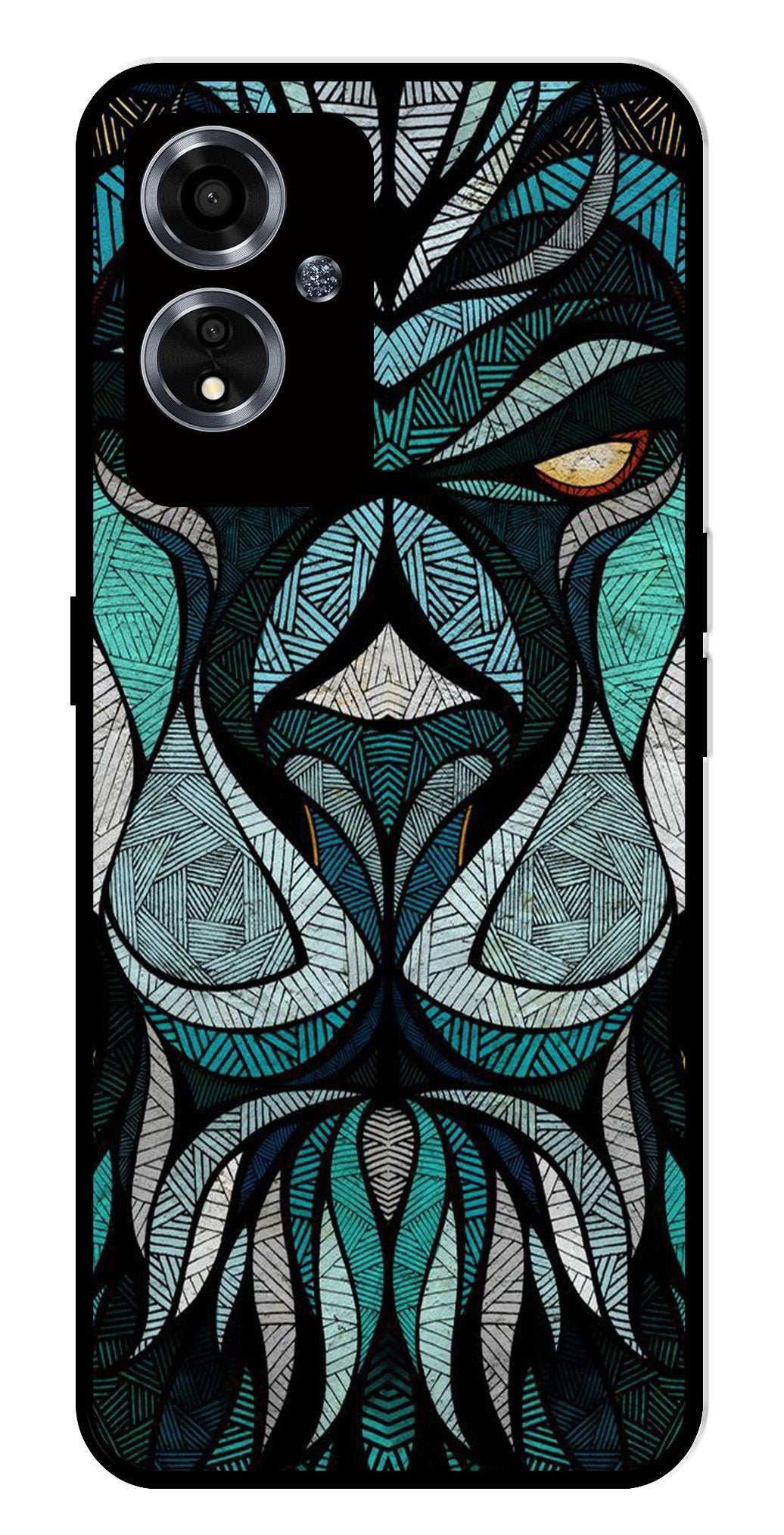 Lion Pattern Metal Mobile Case for Oppo A59 5G   (Design No -40)