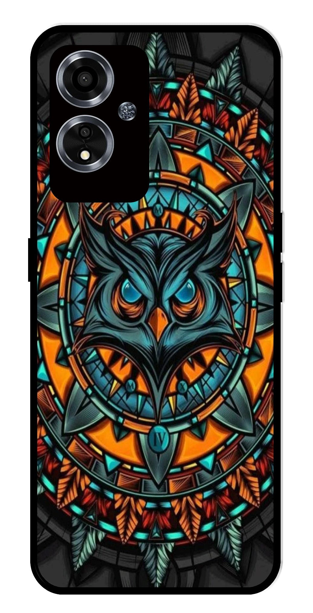 Owl Pattern Metal Mobile Case for Oppo A59 5G   (Design No -42)