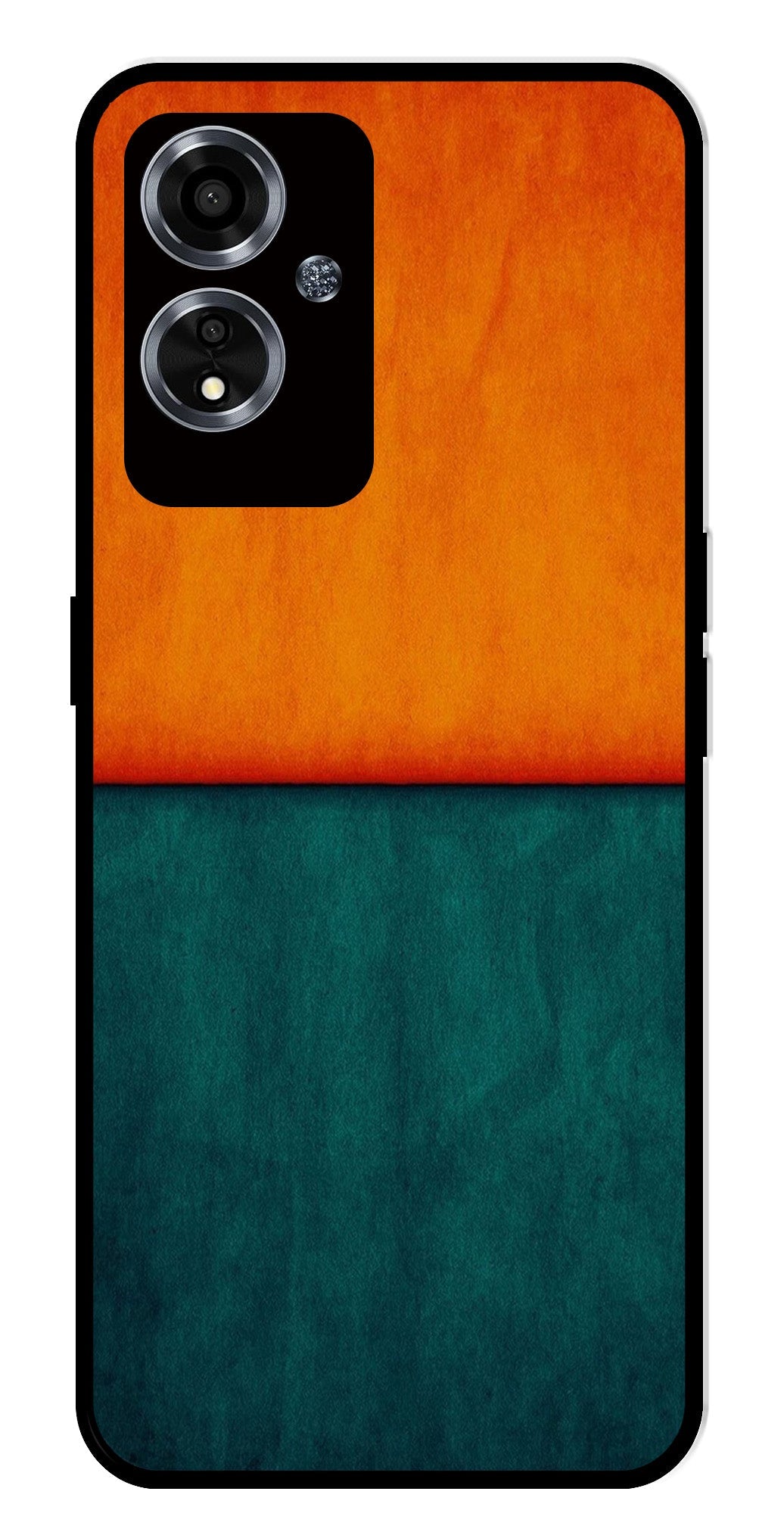 Orange Green Pattern Metal Mobile Case for Oppo A59 5G   (Design No -45)