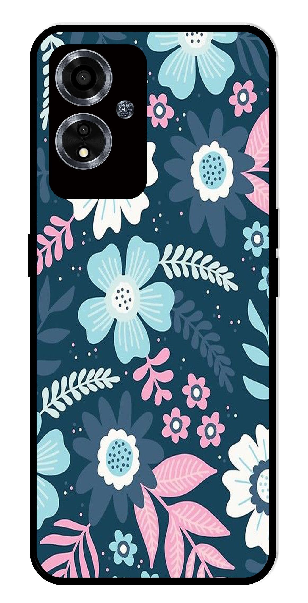 Flower Leaves Design Metal Mobile Case for Oppo A59 5G   (Design No -50)