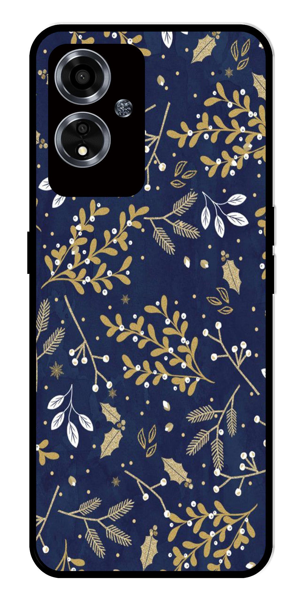 Floral Pattern  Metal Mobile Case for Oppo A59 5G   (Design No -52)