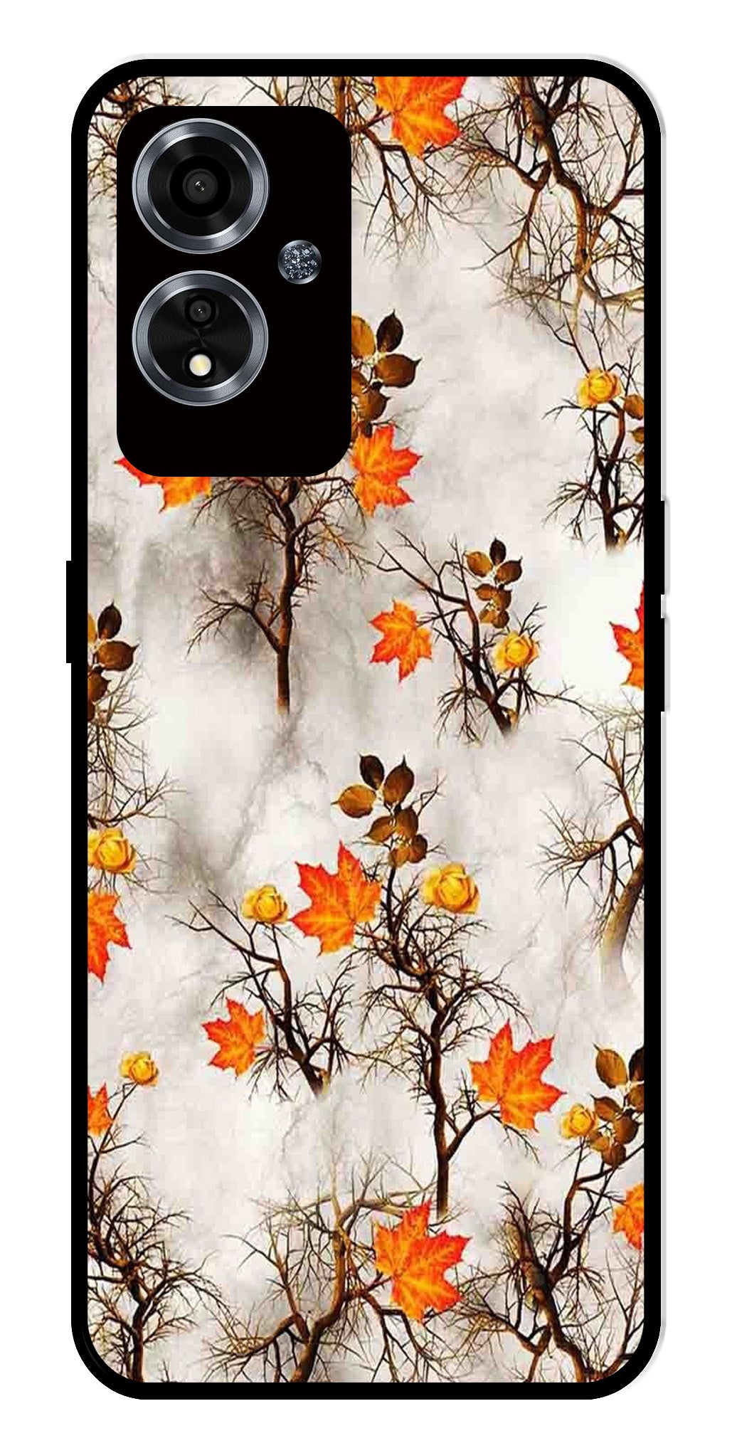 Autumn leaves Metal Mobile Case for Oppo A2m 5G   (Design No -55)