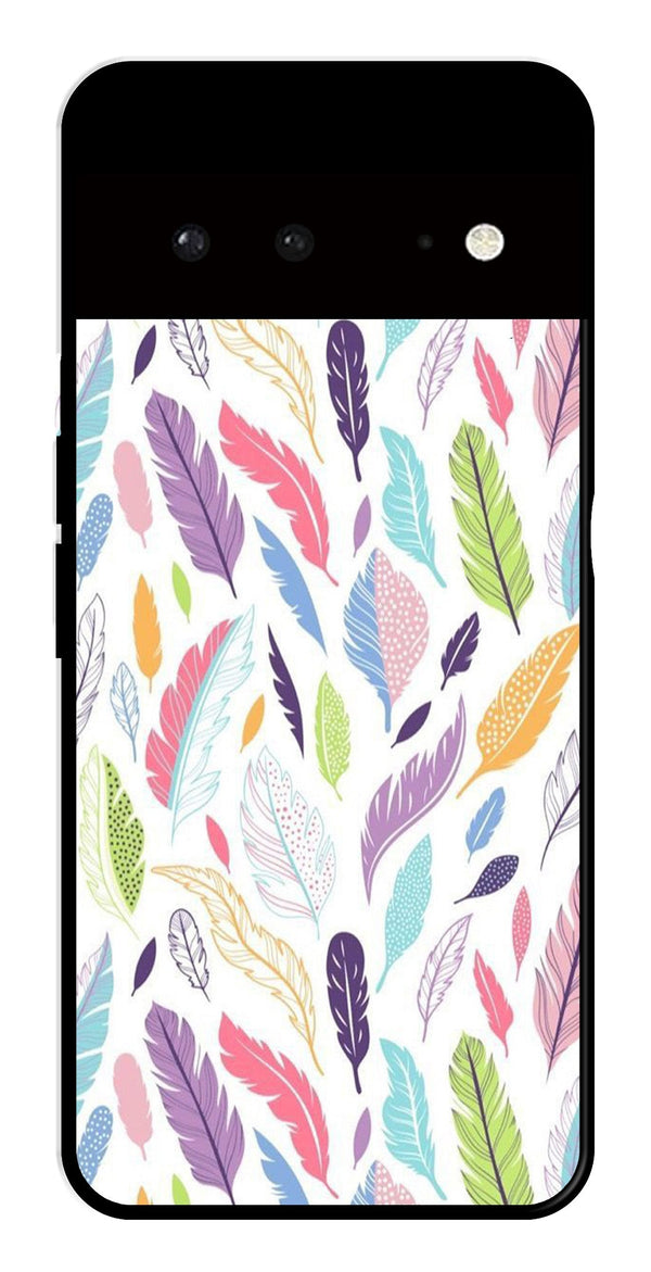 Colorful Feathers Metal Mobile Case for Google Pixel 6 5G   (Design No -06)