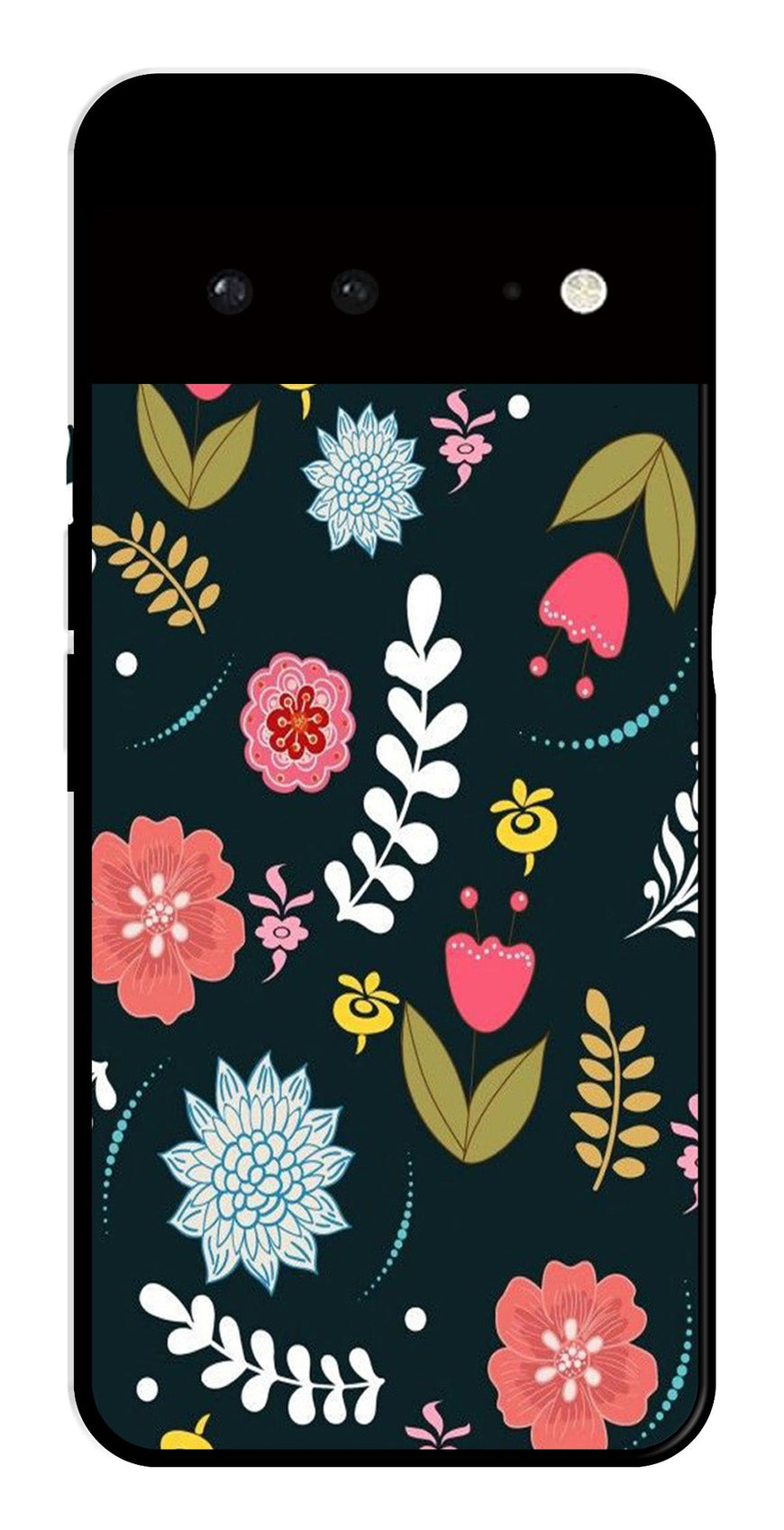 Floral Pattern2 Metal Mobile Case for Google Pixel 6 5G   (Design No -12)