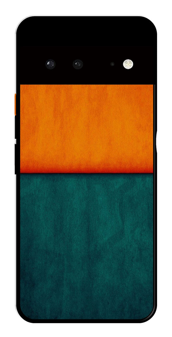 Orange Green Pattern Metal Mobile Case for Google Pixel 6 5G   (Design No -45)