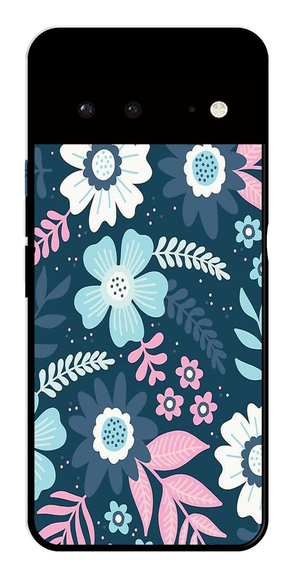 Flower Leaves Design Metal Mobile Case for Google Pixel 6 5G   (Design No -50)