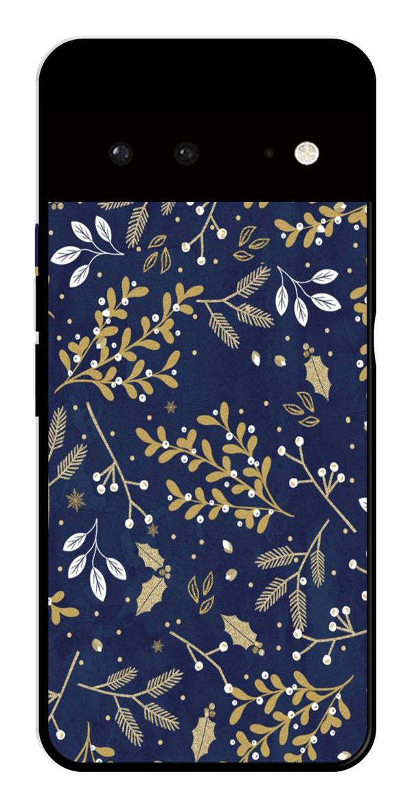 Floral Pattern  Metal Mobile Case for Google Pixel 6 5G   (Design No -52)