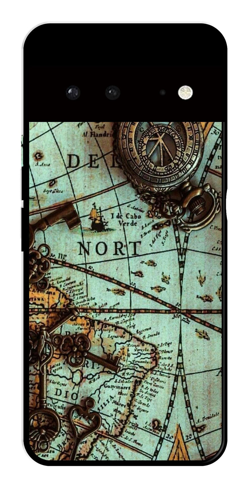 Map Design Metal Mobile Case for Google Pixel 6 5G   (Design No -54)