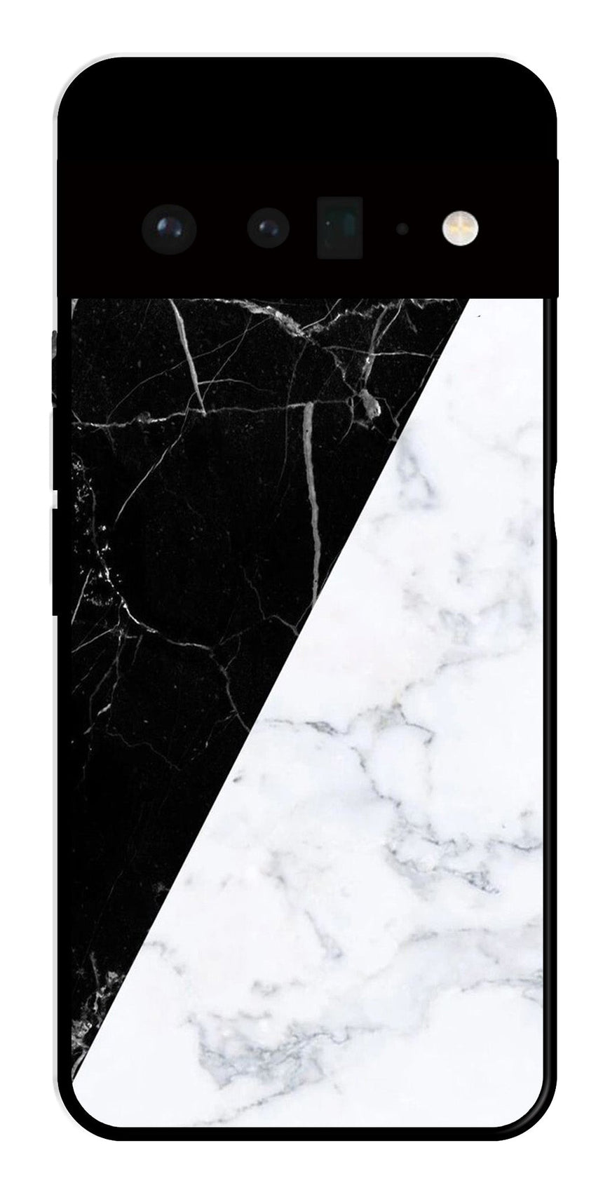 Black White Marble Design Metal Mobile Case for Google Pixel 6 Pro 5G   (Design No -09)
