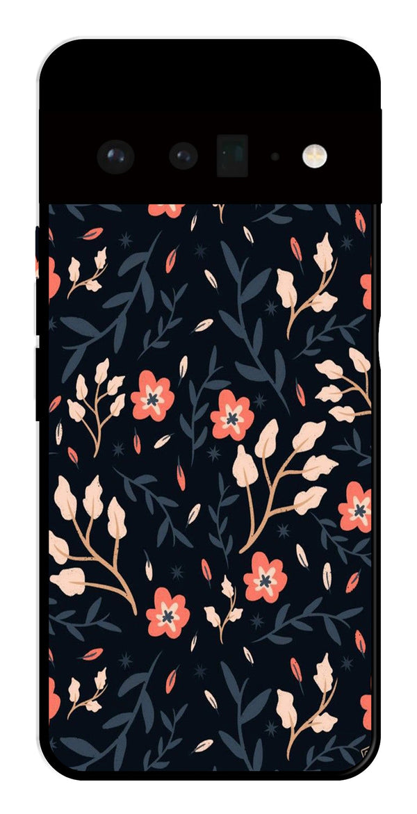 Floral Pattern Metal Mobile Case for Google Pixel 6 Pro 5G   (Design No -10)