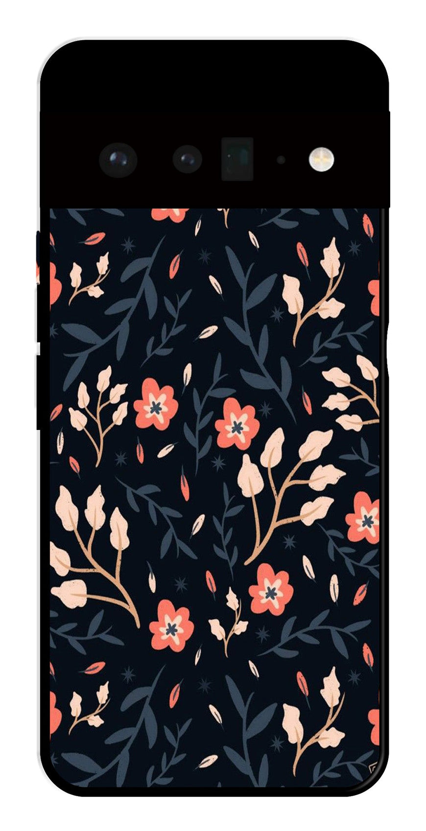 Floral Pattern Metal Mobile Case for Google Pixel 6 Pro 5G   (Design No -10)