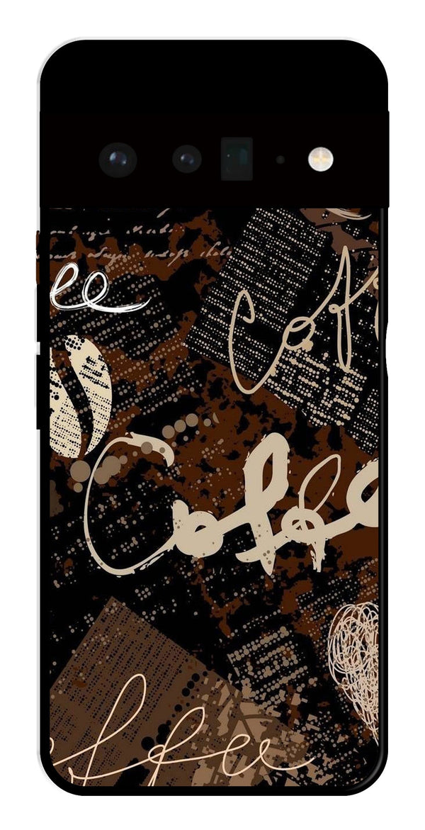 Coffee Pattern Metal Mobile Case for Google Pixel 6 Pro 5G   (Design No -37)