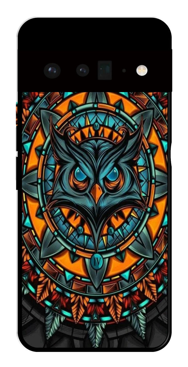 Owl Pattern Metal Mobile Case for Google Pixel 6 Pro 5G   (Design No -42)