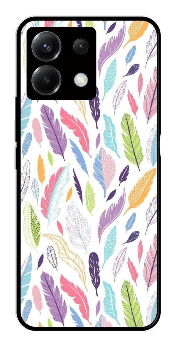 Colorful Feathers Metal Mobile Case for Poco X6 5G   (Design No -06)