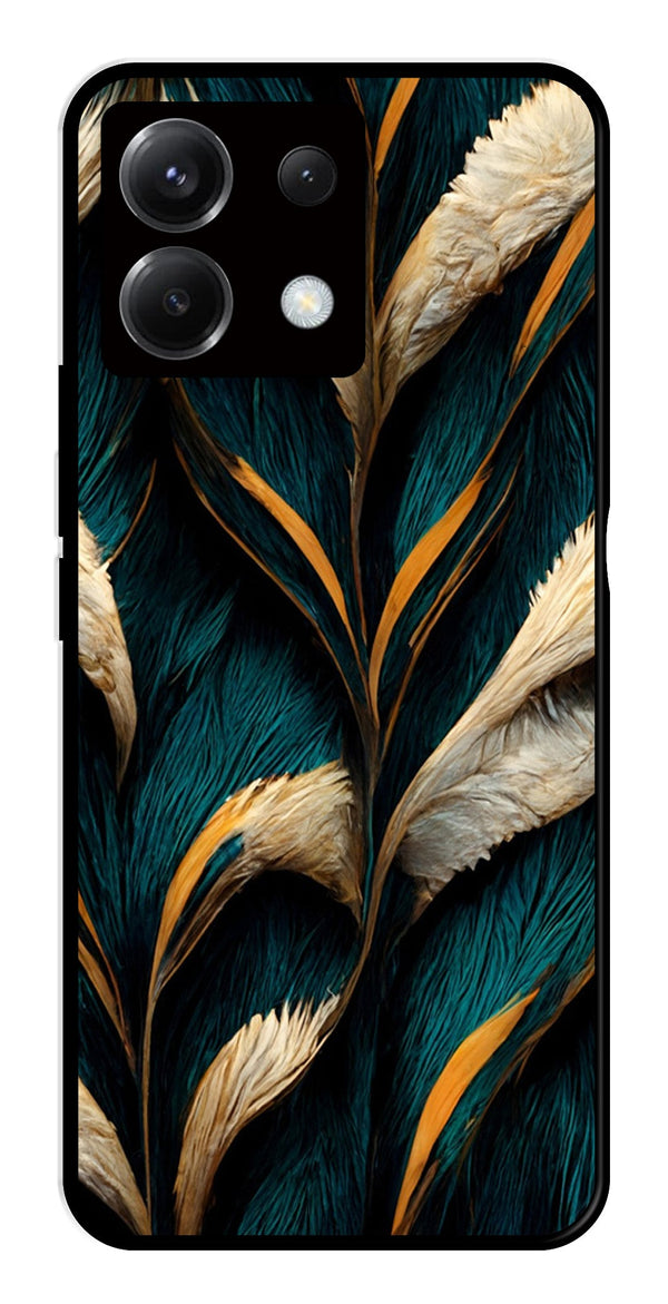 Feathers Metal Mobile Case for Poco X6 5G   (Design No -30)