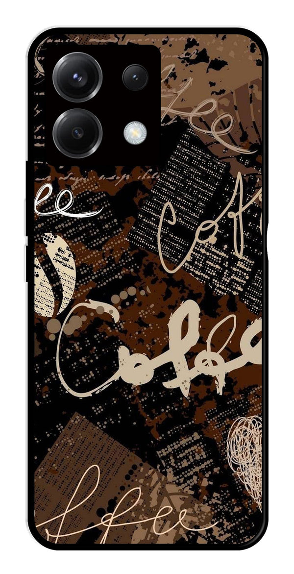 Coffee Pattern Metal Mobile Case for Poco X6 5G   (Design No -37)