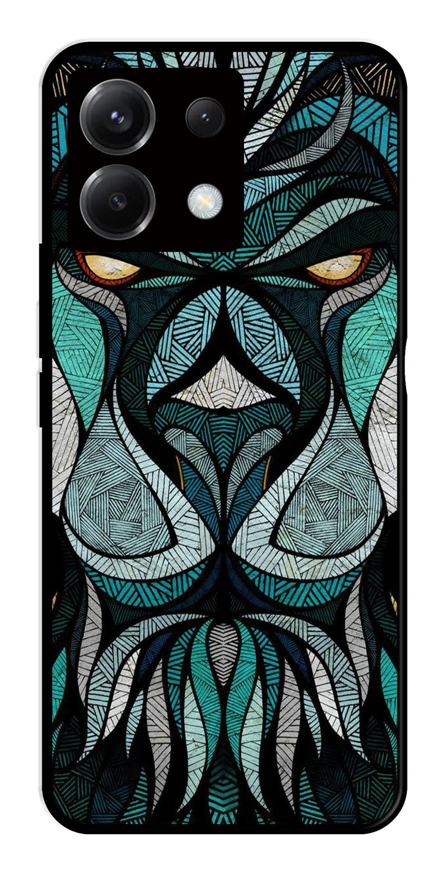 Lion Pattern Metal Mobile Case for Poco X6 5G   (Design No -40)