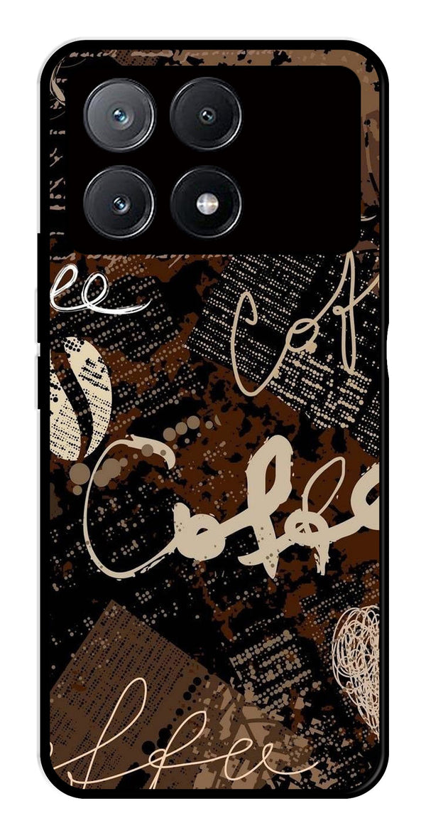 Coffee Pattern Metal Mobile Case for Poco X6 Pro 5G   (Design No -37)