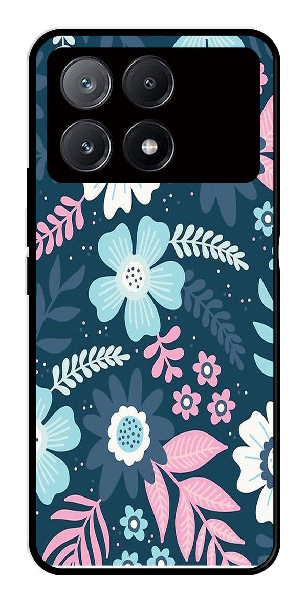 Flower Leaves Design Metal Mobile Case for Poco X6 Pro 5G   (Design No -50)